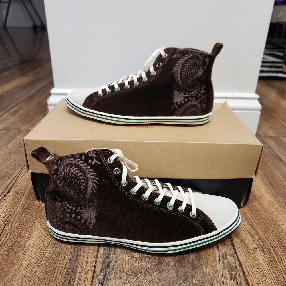 Paul Smith Dark Brown and White High-Top Sneakers